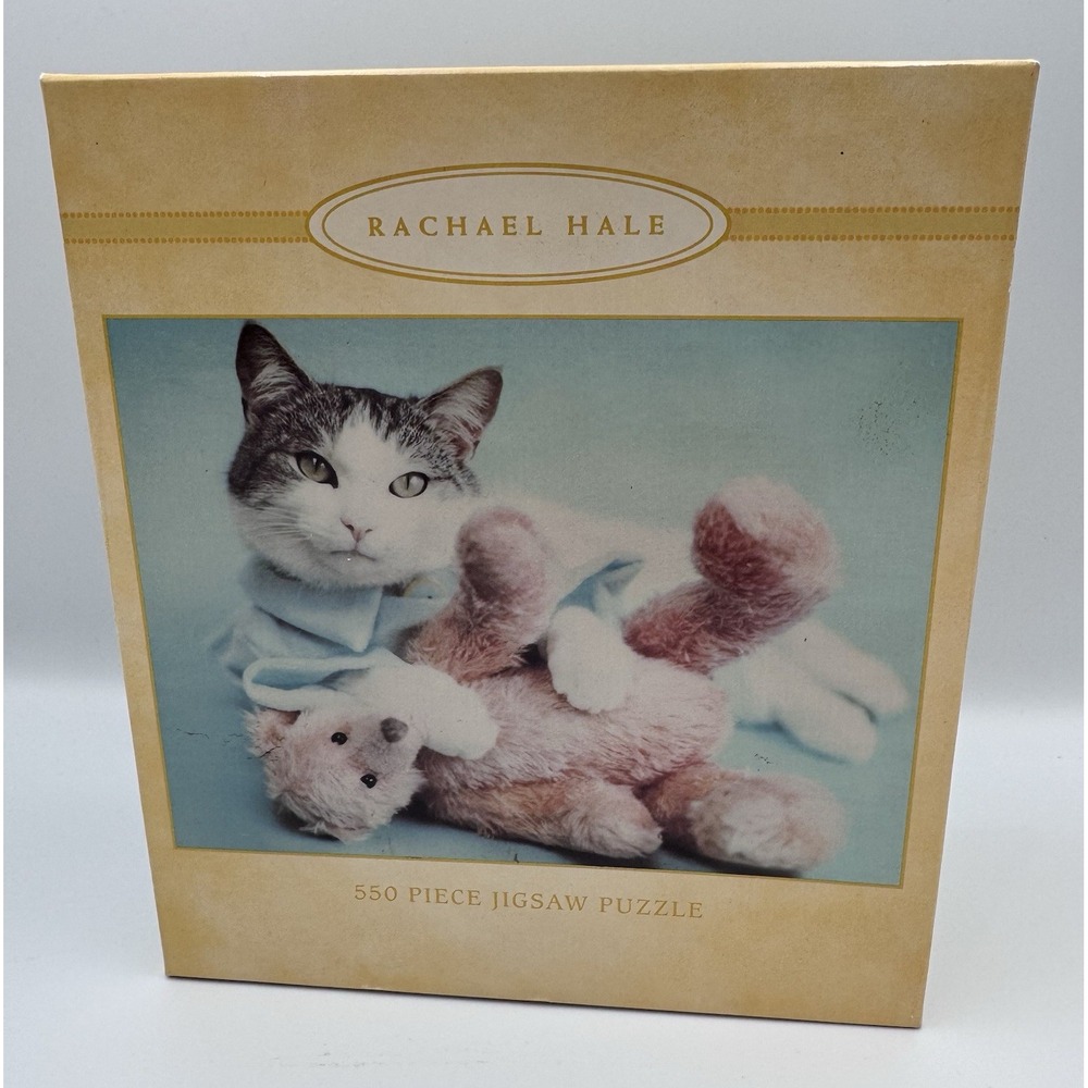 Vintage Rachael Hale Guinness Cat with Teddy Bear 550-Piece Jigsaw Puzzle 2004